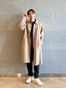 「green label relaxing（グリーンレーベルリラクシング）のアイテム（その他アウター）」を使った、河本雄大さん（メンズ・176cm）の冬コーディネート