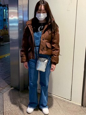 「Heather（ヘザー）のアイテム（サロペット/オーバーオール）」を使った、みゆうさん（レディース・151cm）の冬コーディネート