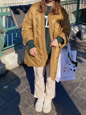 「アイテム（ミリタリージャケット）」を使った、RIHOさん（レディース・160cm）の冬コーディネート