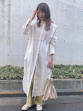 「シャツワンピース」｜「アイテム（その他）」を使った、RIHOさん（レディース・160cm）の冬コーディネート