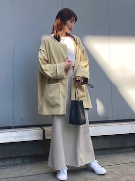 「アイテム（トレンチコート）」を使った、RIHOさん（レディース・160cm）の冬コーディネート