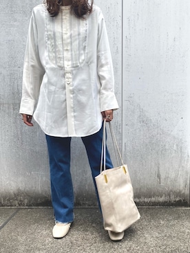 「アイテム（バッグ、ホワイト系）」を使った、RIHOさん（レディース・160cm）の春コーディネート