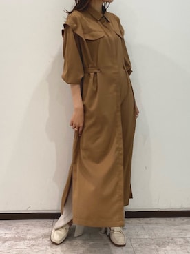 「シャツワンピ」｜RIHOさん（レディース・160cm）の春コーディネート