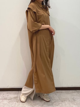 「アイテム（シャツワンピース）」を使った、RIHOさん（レディース・160cm）の春コーディネート