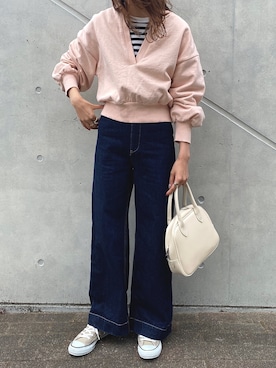 「FREAK'S STORE（フリークスストア）のアイテム（Tシャツ/カットソー）」を使った、RIHOさん（レディース・160cm）の春コーディネート