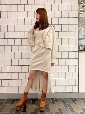 「REDYAZEL（レディアゼル）のアイテム（ブルゾン）」を使った、藍里さん（レディース・158cm）の秋コーディネート