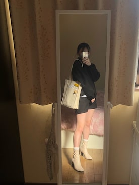 「DHOLIC（ディーホリック）のアイテム（トップス、ブラック系）」を使った、sayakaさん（レディース・155cm）の冬コーディネート