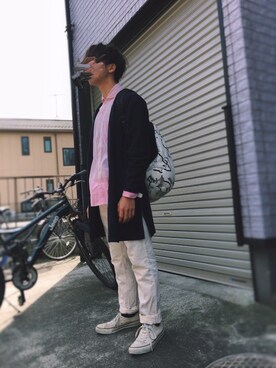 「アイテム（バックパック/リュック、ホワイト系）」を使った、ウナキチさん（メンズ・168cm）の春コーディネート