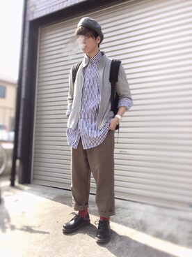「URBAN RESEARCH（アーバンリサーチ）のアイテム（ハンチング/ベレー帽）」を使った、ウナキチさん（メンズ・168cm）の春コーディネート