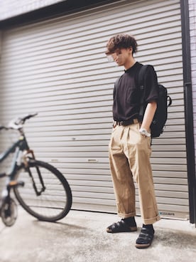 「HARE（ハレ）のアイテム（ソックス/靴下）」を使った、ウナキチさん（メンズ・168cm）の夏コーディネート