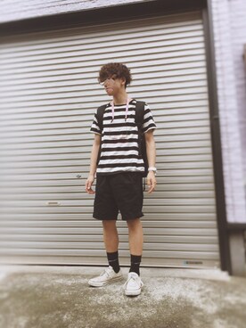 「HARE（ハレ）のアイテム（ソックス/靴下）」を使った、ウナキチさん（メンズ・168cm）の夏コーディネート