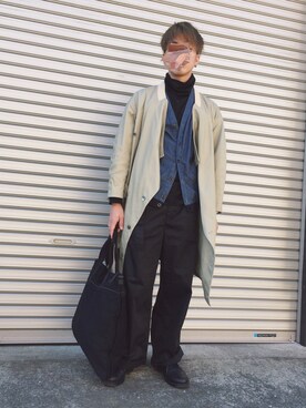 「mercibeaucoup,（メルシーボークー）のアイテム（トレンチコート）」を使った、ウナキチさん（メンズ・168cm）の秋コーディネート