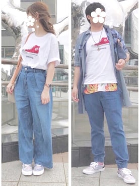 「白キャップ」｜「アイテム（その他）」を使った、シュガーラブ⑅さん（レディース・157cm）の夏コーディネート