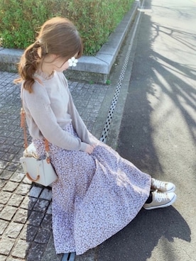 「フリルネック」｜「アイテム（その他）」を使った、シュガーラブ⑅さん（レディース・157cm）の春コーディネート