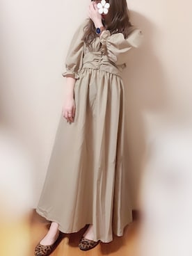 「fifth（フィフス）のウエストギャザーロングワンピース（ワンピース）」を使った、シュガーラブ⑅さん（レディース・157cm）の春コーディネート