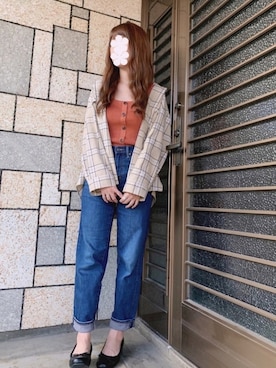 「レンガ色」｜「アイテム（グレー系）」を使った、シュガーラブ⑅さん（レディース・157cm）の秋コーディネート