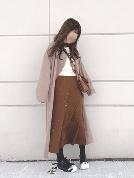 「GRL（グレイル）のリバーロングコート（その他アウター）」を使った、シュガーラブ⑅さん（レディース・157cm）の冬コーディネート