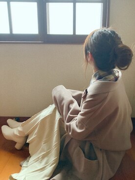 「GRL（グレイル）のリバーロングコート（その他アウター）」を使った、シュガーラブ⑅さん（レディース・157cm）の冬コーディネート