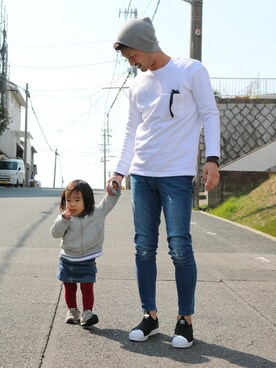 Rima&Aoi papaさんの「adidas originals/アディダスオリジナルス/SUPERSTAR SLIP-ON」を使ったコーディネート