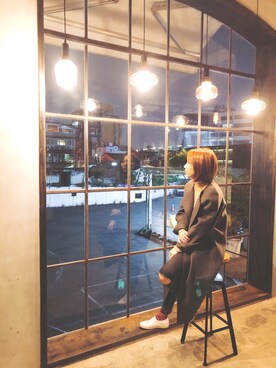 「Handmade（ハンドメイド）のアイテム（その他アウター）」を使った、QQさん（レディース・156cm）の冬コーディネート