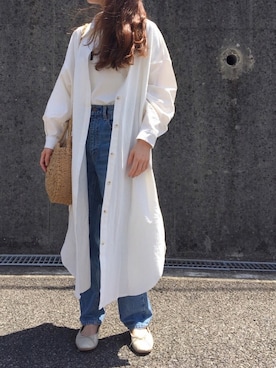 「A.P.C.」｜「アイテム（シャツワンピース）」を使った、Aさん（レディース・156cm）の春コーディネート
