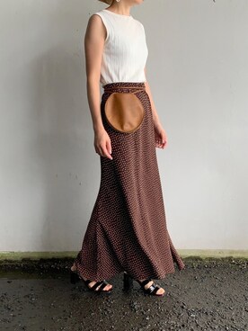 「ブラウン×ブラック」｜「アイテム（サンダル）」を使った、Aさん（レディース・155cm）の秋コーディネート