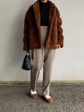 「MERCI（メルシー）のアイテム（ジャケット/アウター）」を使った、Aさん（レディース・156cm）の冬コーディネート