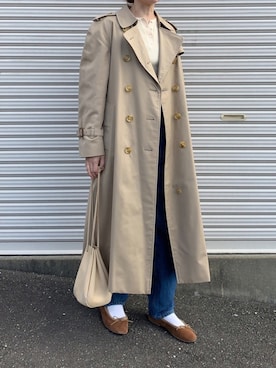 「ハイウエストデニム」｜「アイテム（トレンチコート）」を使った、Aさん（レディース・156cm）の冬コーディネート