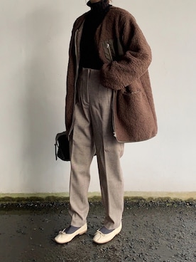「リブタートルネック」｜「アイテム（ジャケット/アウター）」を使った、Aさん（レディース・156cm）の冬コーディネート