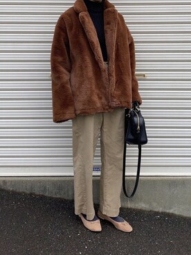 「リブタートルネック」｜「アイテム（パンツ）」を使った、Aさん（レディース・156cm）の冬コーディネート