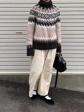 「カンフーシューズ」｜Aさん（レディース・156cm）の冬コーディネート