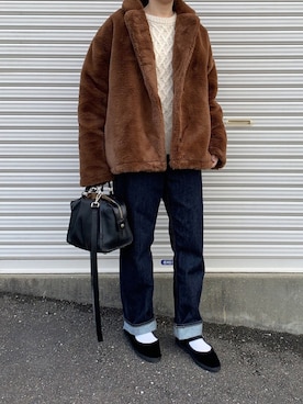 「MERCI（メルシー）のアイテム（ジャケット/アウター）」を使った、Aさん（レディース・156cm）の冬コーディネート