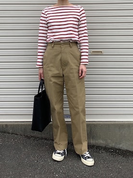「THE SHINZONE（ザ　シンゾーン）のハイウエストチノパンツ（チノパンツ）」を使った、Aさん（レディース・156cm）の春コーディネート
