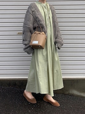 「ピスタチオ」｜「アイテム（シャツワンピース）」を使った、Aさん（レディース・156cm）の春コーディネート