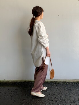 「ビッグシャツ」｜「アイテム（バレエシューズ）」を使った、Aさん（レディース・156cm）の春コーディネート