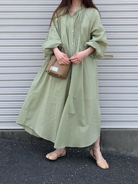 「ピスタチオ」｜「アイテム（シャツワンピース）」を使った、Aさん（レディース・156cm）の春コーディネート