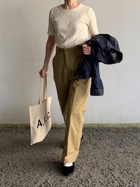 「THE SHINZONE（ザ　シンゾーン）のハイウエストチノパンツ（チノパンツ）」を使った、Aさん（レディース・156cm）の秋コーディネート