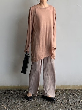 「リラックスパンツ」｜「アイテム（スラックス）」を使った、Aさん（レディース・156cm）の秋コーディネート