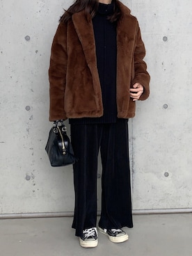 「MERCI（メルシー）のアイテム（ジャケット/アウター）」を使った、Aさん（レディース・156cm）の冬コーディネート
