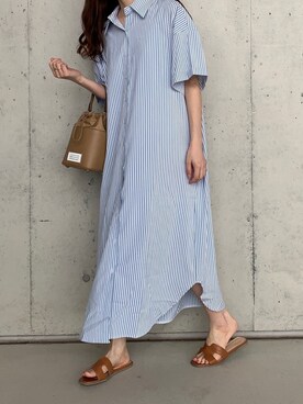 「COOLなこのコが仲間入り」｜「アイテム（シャツワンピース）」を使った、Aさん（レディース・156cm）の夏コーディネート