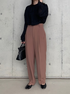 「E.PORSELLI（ポルセッリ）のPORSELLI  CALF NORMAL VAMP BALLET（バレエシューズ）」を使った、Aさん（レディース・156cm）の春コーディネート