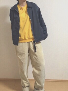 「Gramicci（グラミチ）のused（パンツ、ベージュ系）」を使った、q.さん（レディース・161cm）の春コーディネート