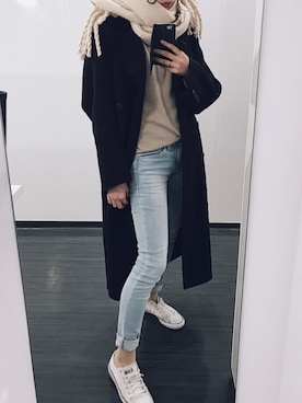 「STYLENANDA（スタイルナンダ）のアイテム（チェスターコート）」を使った、Bo.さん（レディース・166cm）の冬コーディネート