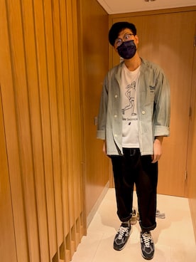 「GU（ジーユー）のアイテム（ピーコート）」を使った、jasonwong112さん（メンズ・180cm）の冬コーディネート