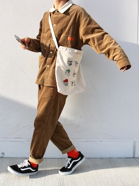 「UNIVERSAL OVERALL（ユニバーサルオーバーオール）のアイテム（その他アウター）」を使った、あめさん（メンズ・173cm）の冬コーディネート
