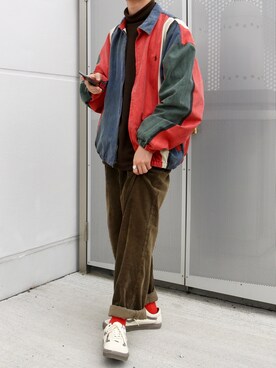 「アイテム（その他トップス、ブラウン系）」を使った、あめさん（メンズ・173cm）の春コーディネート