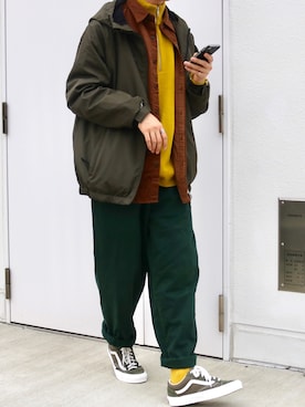 「KANGOL（カンゴール）のアイテム（マウンテンパーカー）」を使った、あめさん（メンズ・173cm）の秋コーディネート