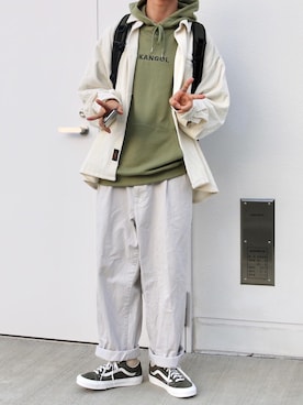「ラブアンドピース2020」｜「アイテム（チノパンツ）」を使った、あめさん（メンズ・174cm）の秋コーディネート
