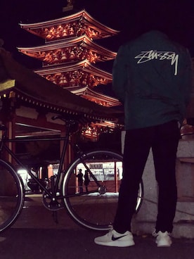「STUSSY（ステューシー）のアイテム（ナイロンジャケット）」を使った、97tomyさん（メンズ・165cm）の冬コーディネート