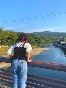 「GRL（グレイル）のテーパードデニムパンツ（デニムパンツ）」を使った、🧅さん（レディース・157cm）の春コーディネート